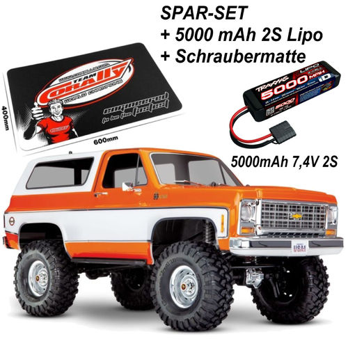 TRAXXAS TRX-4 Chevy Blazer 4x4 orange RTR 1/10 4WD + 5000 mAh 2S Traxxas Lipo + Schraubermatte