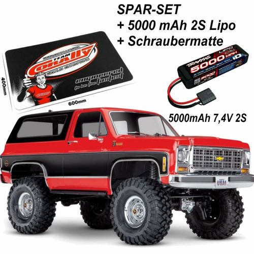 TRAXXAS TRX-4 Chevy Blazer rot RTR 1/10 4WD + 5000 mAh 2S Lipo + Schraubermatte