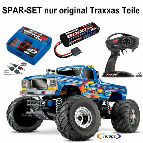 TRAXXAS BIGFOOT RTR + 5000er Lipo Akku + Traxxas Lader + 12V Lader + 8,4V Akku